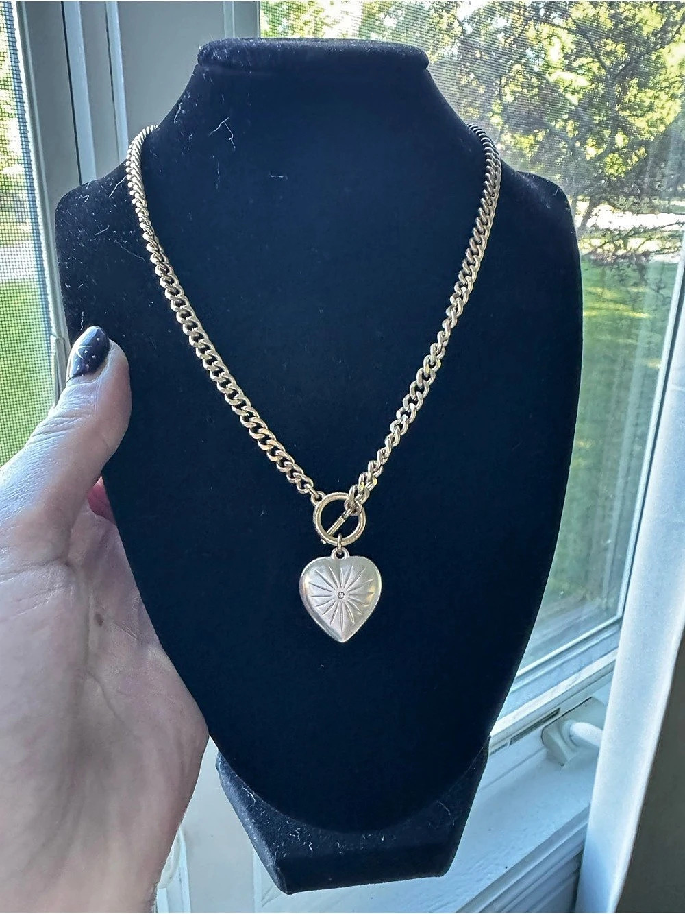 Lucky Brand Heart Pendant Chain Necklace in Gold